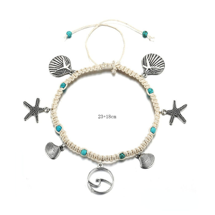Wholesale Starfish Shell Alloy Beach Anklet JDC-AS-YeB010 anklets 烨贝 Wholesale Jewelry JoyasDeChina Joyas De China