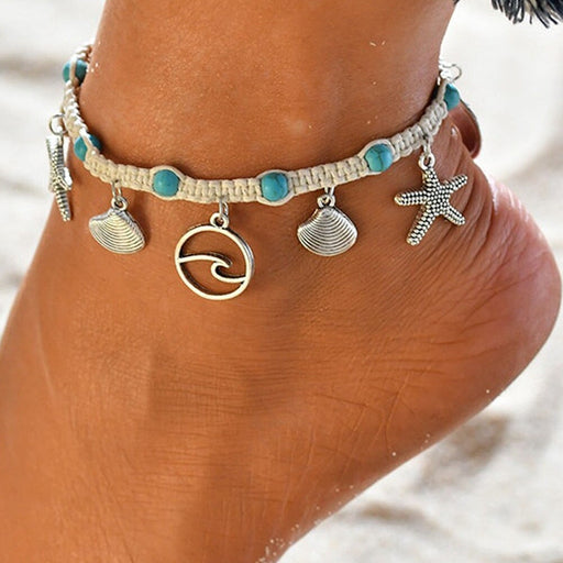 Wholesale Starfish Shell Alloy Beach Anklet JDC-AS-YeB010 anklets 烨贝 AF070 Wholesale Jewelry JoyasDeChina Joyas De China