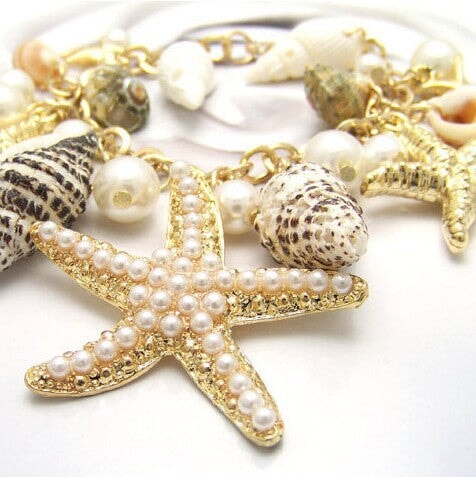 Wholesale Starfish Shell Alloy Imitation Pearl Bracelet JDC-BT-Chuangj005 Bracelet 创爵 Wholesale Jewelry JoyasDeChina Joyas De China
