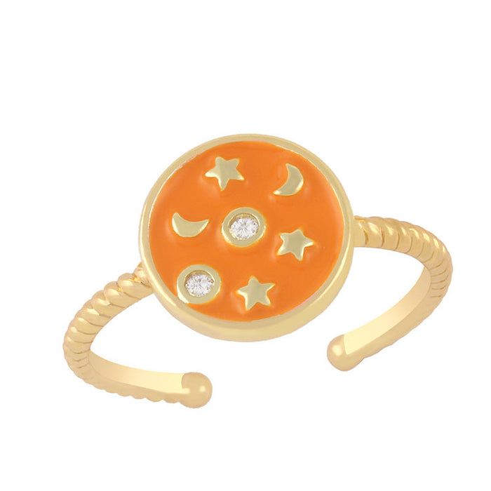 Wholesale Stars and Moon Color Electroplated Copper Rings JDC-RS-AS299 Rings JoyasDeChina orange adjustable Wholesale Jewelry JoyasDeChina Joyas De China