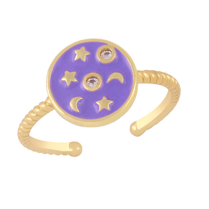 Wholesale Stars and Moon Color Electroplated Copper Rings JDC-RS-AS299 Rings JoyasDeChina purple adjustable Wholesale Jewelry JoyasDeChina Joyas De China