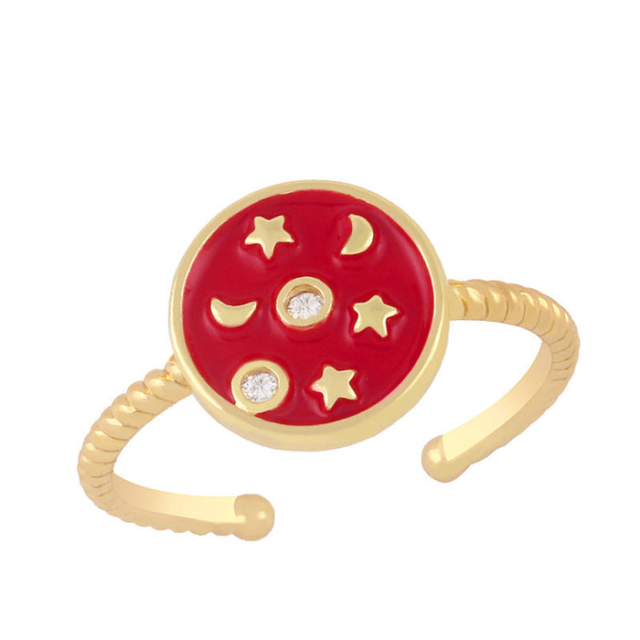 Wholesale Stars and Moon Color Electroplated Copper Rings JDC-RS-AS299 Rings JoyasDeChina red adjustable Wholesale Jewelry JoyasDeChina Joyas De China