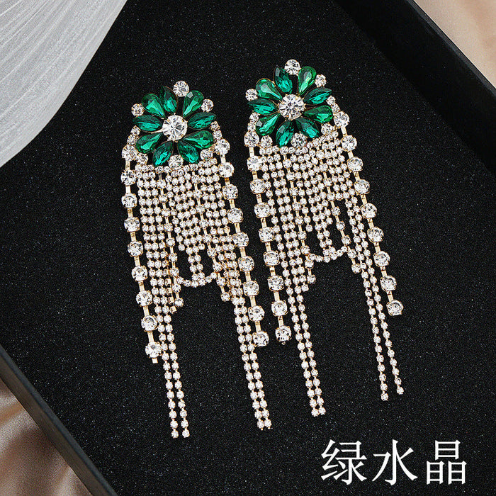 Wholesale steel needle copper rhinestone crystal earrings JDC-ES-JX003 Earrings 锦希 green Wholesale Jewelry JoyasDeChina Joyas De China