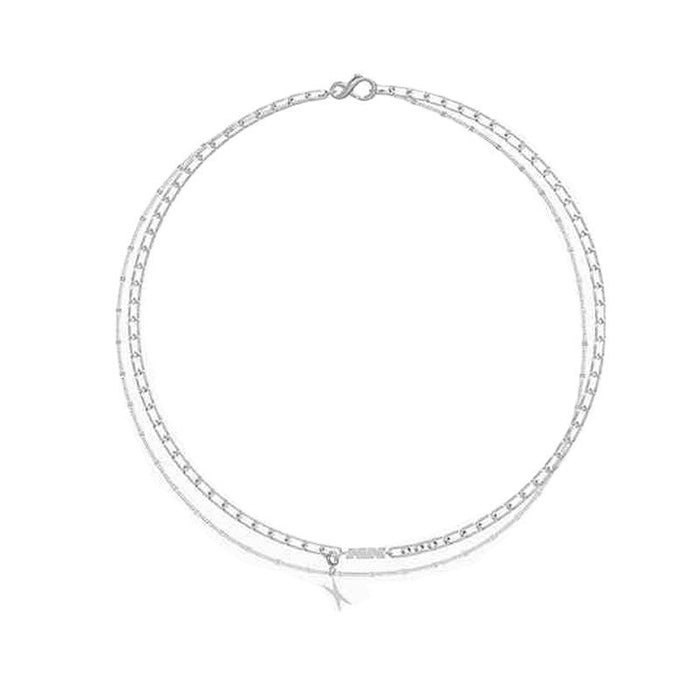 Wholesale Sterling Silver Jewelry 925 Double Layer Necklaces JDC-NE-JianM026 Necklaces 简漫 Wholesale Jewelry JoyasDeChina Joyas De China