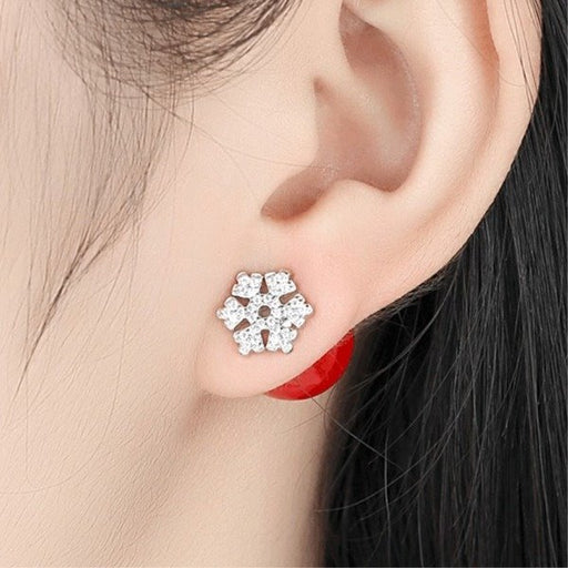 Wholesale Sterling Silver Jewelry 925 Silver Needle Snowflake Copper Earrings JDC-ES-QLX003 Earrings 巧兰轩 Wholesale Jewelry JoyasDeChina Joyas De China