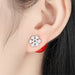 Wholesale Sterling Silver Jewelry 925 Silver Needle Snowflake Copper Earrings JDC-ES-QLX003 Earrings 巧兰轩 Wholesale Jewelry JoyasDeChina Joyas De China