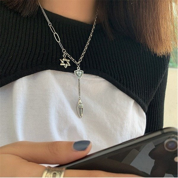 Wholesale Sterling Silver Jewelry 925 Six Pointed Star Necklace JDC-NE-JianM013 Necklaces 简漫 Wholesale Jewelry JoyasDeChina Joyas De China