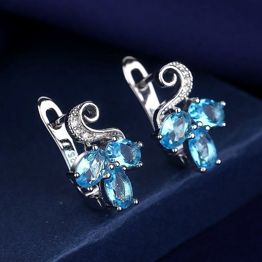 Wholesale Sterling Silver Jewelry Blue Zircon Silver Earrings JDC-ES-BLX033 Earrings 宝来兴 Wholesale Jewelry JoyasDeChina Joyas De China