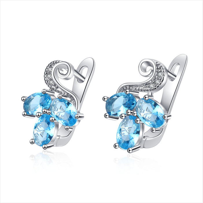 Wholesale Sterling Silver Jewelry Blue Zircon Silver Earrings JDC-ES-BLX033 Earrings 宝来兴 A Wholesale Jewelry JoyasDeChina Joyas De China