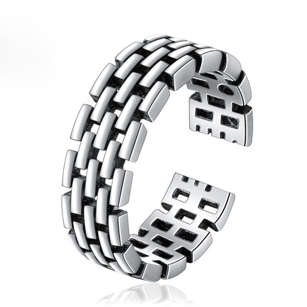 Wholesale Sterling Silver Jewelry Braided Chain Wide Rings JDC-RS-JianM010 Rings 简漫 Wholesale Jewelry JoyasDeChina Joyas De China