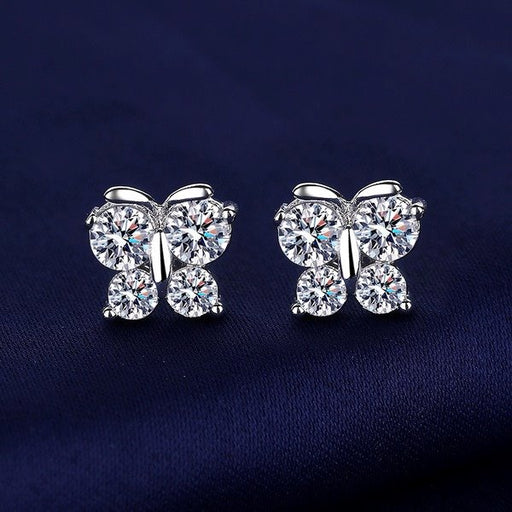 Wholesale Sterling Silver Jewelry Butterfly Zircon Silver Earrings JDC-ES-BLX031 Earrings 宝来兴 Wholesale Jewelry JoyasDeChina Joyas De China