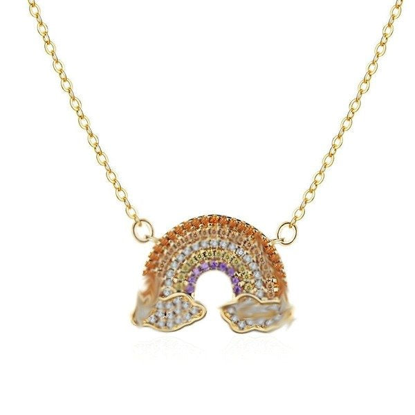Wholesale Sterling Silver Jewelry Copper Diamond Rainbow Necklace JDC-NE-BLX010 Necklaces 宝来兴 Wholesale Jewelry JoyasDeChina Joyas De China