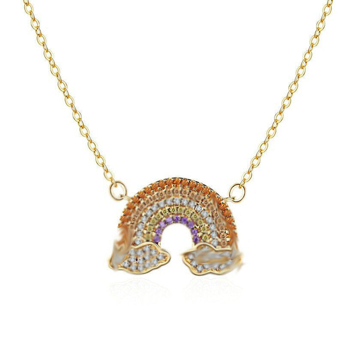 Wholesale Sterling Silver Jewelry Copper Diamond Rainbow Necklace JDC-NE-BLX010 Necklaces 宝来兴 A Wholesale Jewelry JoyasDeChina Joyas De China