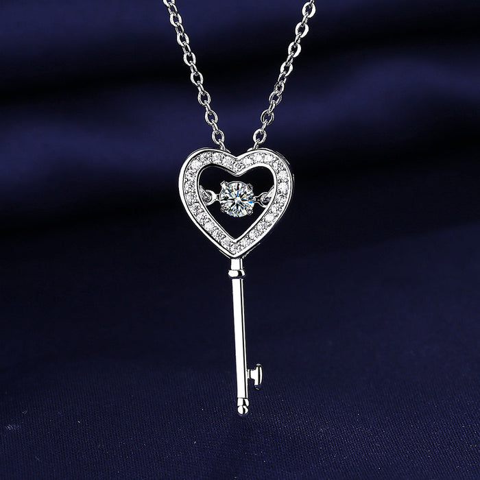 Wholesale Sterling Silver Jewelry Copper Heart Shaped Key Necklace JDC-NE-BLX029 Necklaces 宝来兴 Wholesale Jewelry JoyasDeChina Joyas De China
