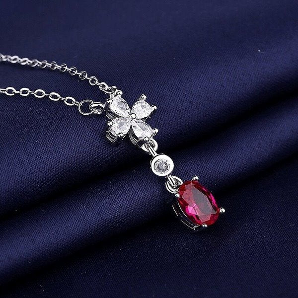 Wholesale Sterling Silver Jewelry Copper Inlaid Ruby Necklaces JDC-NE-BLX021 Necklaces 宝来兴 Wholesale Jewelry JoyasDeChina Joyas De China