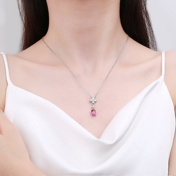 Wholesale Sterling Silver Jewelry Copper Inlaid Ruby Necklaces JDC-NE-BLX021 Necklaces 宝来兴 Wholesale Jewelry JoyasDeChina Joyas De China