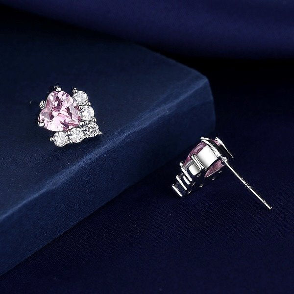 Wholesale Sterling Silver Jewelry copper Pink Love Earrings JDC-ES-BLX040 Earrings 宝来兴 Wholesale Jewelry JoyasDeChina Joyas De China