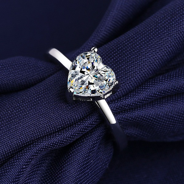 Wholesale Sterling Silver Jewelry Copper Zircon Heart Rings JDC-RS-BLX046 Rings 宝来兴 Wholesale Jewelry JoyasDeChina Joyas De China