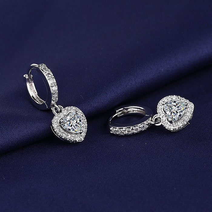 Wholesale Sterling Silver Jewelry Heart Shaped Copper Zircon Earrings JDC-ES-BLX067 Earrings 宝来兴 Wholesale Jewelry JoyasDeChina Joyas De China