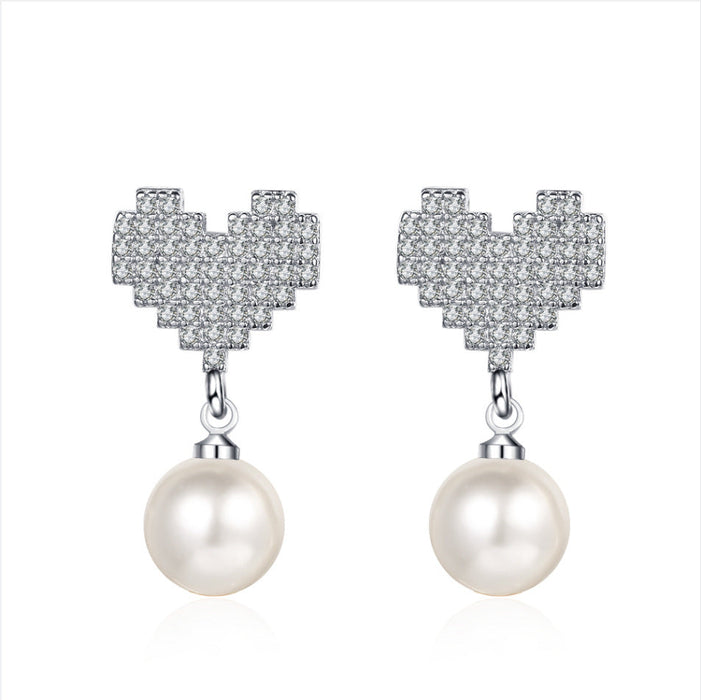 Wholesale Sterling Silver Jewelry Heart Shaped Pearl Silver Earrings JDC-ES-BLX024 Earrings 宝来兴 A Wholesale Jewelry JoyasDeChina Joyas De China