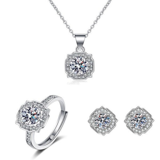 Wholesale Sterling Silver Jewelry Imitation Moissanite Diamond Copper Necklace set JDC-NE-BLX028 Necklaces 宝来兴 Wholesale Jewelry JoyasDeChina Joyas De China