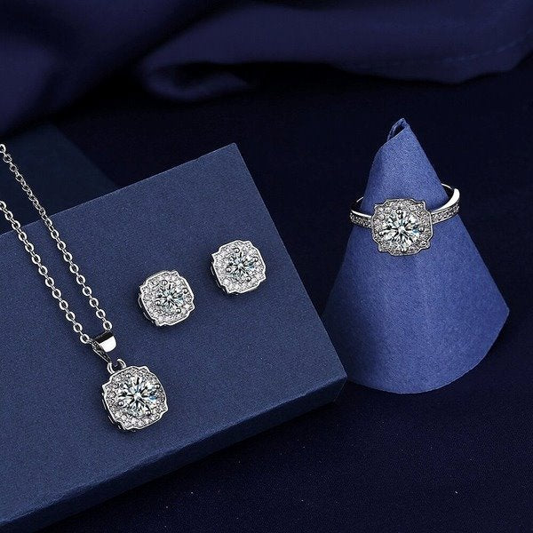 Wholesale Sterling Silver Jewelry Imitation Moissanite Diamond Copper Necklace set JDC-NE-BLX028 Necklaces 宝来兴 Wholesale Jewelry JoyasDeChina Joyas De China