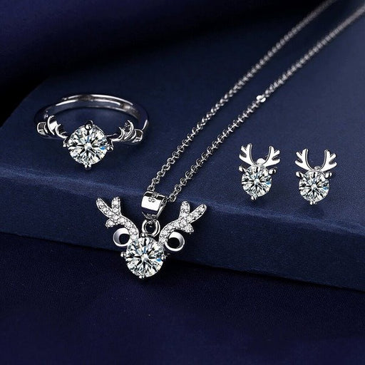 Wholesale Sterling Silver Jewelry Imitation Moissanite Ring Necklace Set JDC-NE-BLX006 Necklaces 宝来兴 Wholesale Jewelry JoyasDeChina Joyas De China