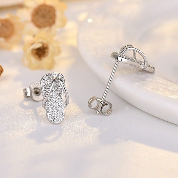 Wholesale Sterling Silver Jewelry Needle Flip Flops Copper Zircon Earrings JDC-ES-QLX006 Earrings 巧兰轩 Wholesale Jewelry JoyasDeChina Joyas De China