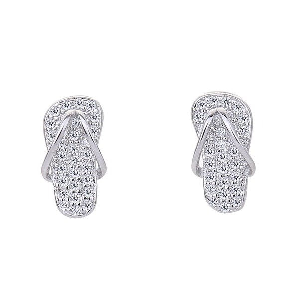Wholesale Sterling Silver Jewelry Needle Flip Flops Copper Zircon Earrings JDC-ES-QLX006 Earrings 巧兰轩 Wholesale Jewelry JoyasDeChina Joyas De China