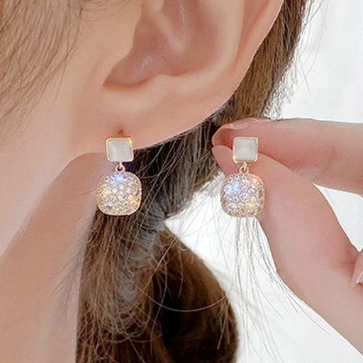 Wholesale Sterling Silver Jewelry Needle Zircon Copper Earrings JDC-ES-QLX008 Earrings 巧兰轩 Wholesale Jewelry JoyasDeChina Joyas De China