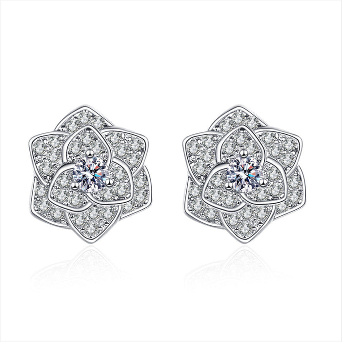 Wholesale Sterling Silver Jewelry Rhinestone-studded silver earrings JDC-ES-BLX028 Earrings 宝来兴 A Wholesale Jewelry JoyasDeChina Joyas De China