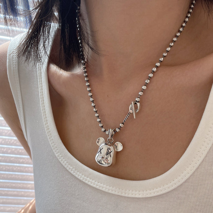 Wholesale Sterling Silver Jewelry S925 Bear Necklaces JDC-NE-JianM023 Necklaces 简漫 D649 925 silver Wholesale Jewelry JoyasDeChina Joyas De China
