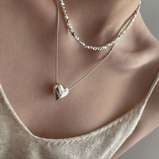 Wholesale Sterling Silver Jewelry S925 Heart Shaped Necklaces JDC-NE-JianM030 Necklaces 简漫 Wholesale Jewelry JoyasDeChina Joyas De China