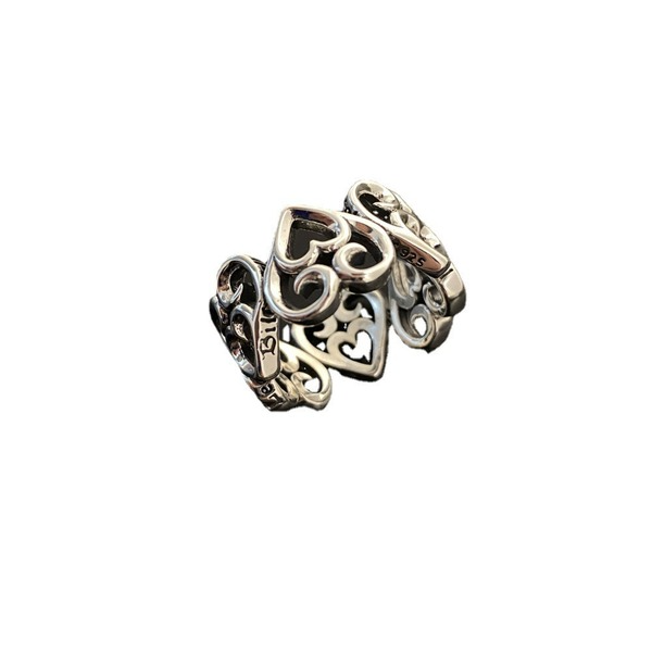Wholesale Sterling Silver Jewelry S925 Open Heart Rings JDC-RS-JianM008 Rings 简漫 Wholesale Jewelry JoyasDeChina Joyas De China