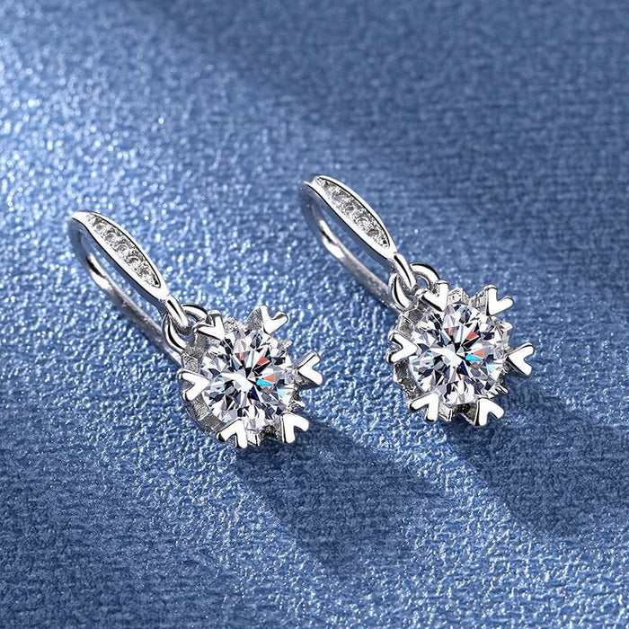 Wholesale Sterling Silver Jewelry S925 Silver Copper Zircon Snowflake Earrings JDC-ES-BLX065 Earrings 宝来兴 Wholesale Jewelry JoyasDeChina Joyas De China