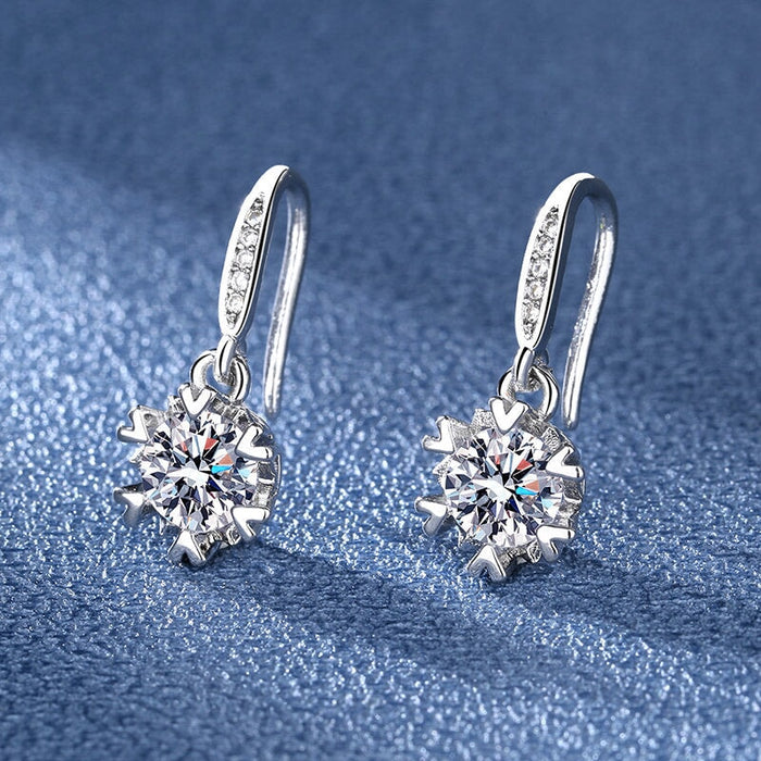 Wholesale Sterling Silver Jewelry S925 Silver Copper Zircon Snowflake Earrings JDC-ES-BLX065 Earrings 宝来兴 Wholesale Jewelry JoyasDeChina Joyas De China