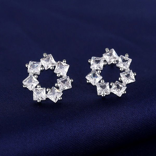 Wholesale Sterling Silver Jewelry simple zircon silver earrings JDC-ES-BLX020 Earrings 宝来兴 Wholesale Jewelry JoyasDeChina Joyas De China