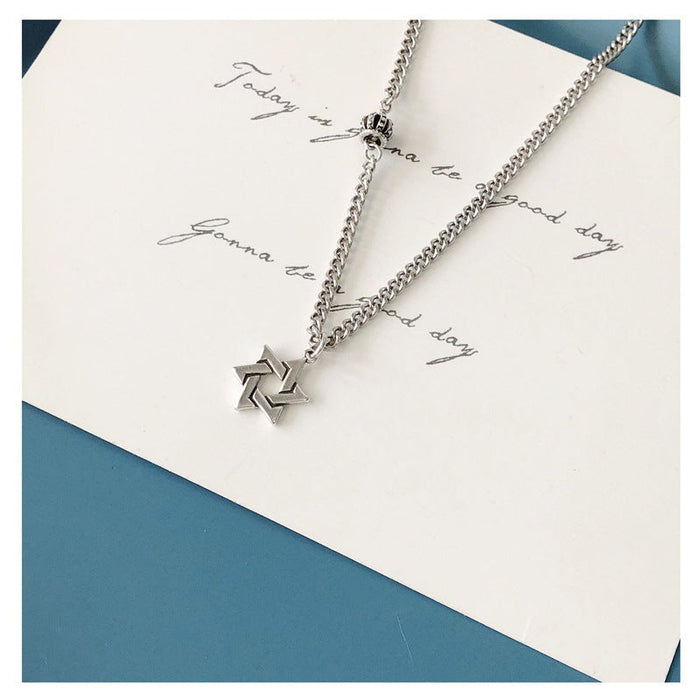 Wholesale Sterling Silver Jewelry Six Pointed Star Necklace JDC-NE-JianM018 Necklaces 简漫 Wholesale Jewelry JoyasDeChina Joyas De China