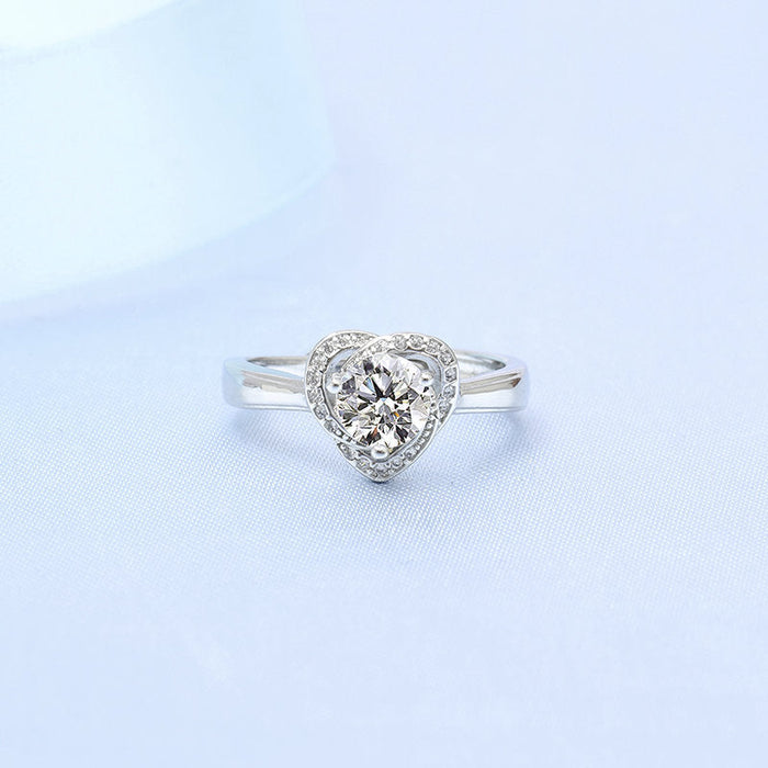 Wholesale Sterling Silver Jewelry White Copper Zircon Heart-Shaped Rings JDC-RS-BLX028 Rings 宝来兴 Wholesale Jewelry JoyasDeChina Joyas De China