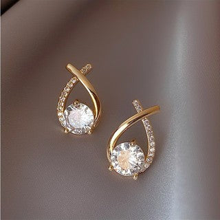 Wholesale Sterling Silver Jewelry Zircon Needle Earrings JDC-ES-QLX005 Earrings 巧兰轩 gold Wholesale Jewelry JoyasDeChina Joyas De China
