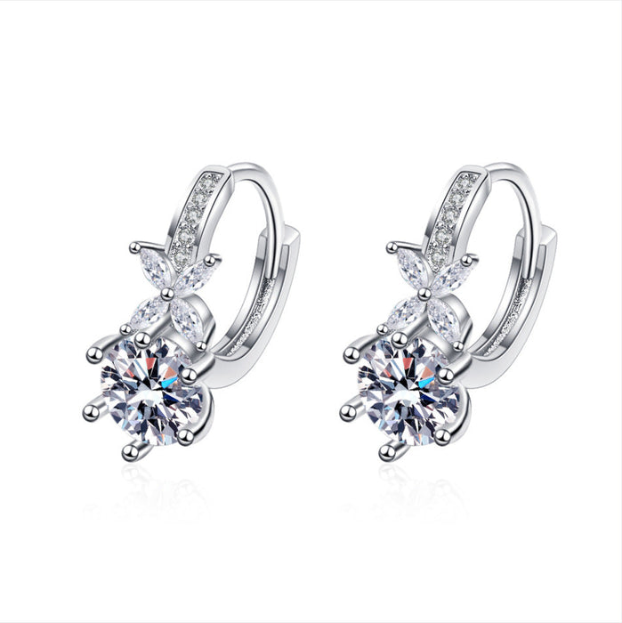 Wholesale Sterling Silver Jewelry zircon silver earrings JDC-ES-BLX030 Earrings 宝来兴 white Wholesale Jewelry JoyasDeChina Joyas De China