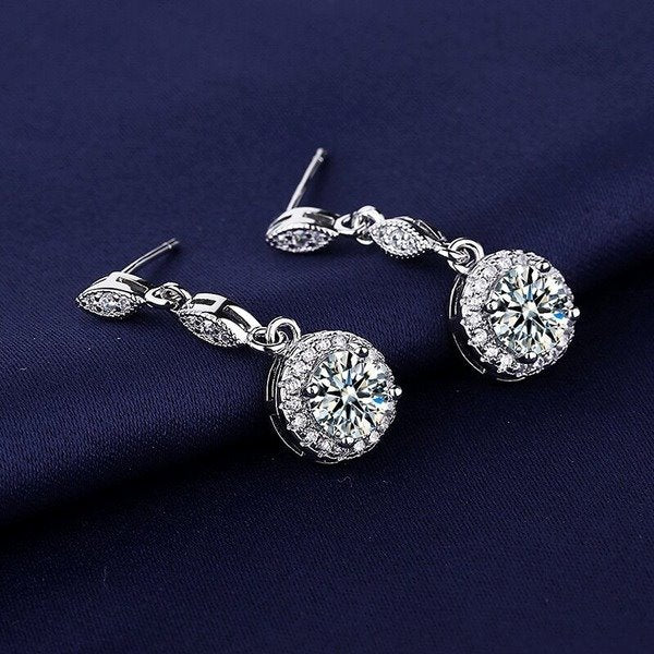 Wholesale Sterling Silver Jewelry zircon tassel copper earrings JDC-ES-BLX006 Earrings 宝来兴 Wholesale Jewelry JoyasDeChina Joyas De China