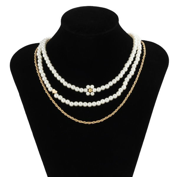 Wholesale street shoot and wear Daisy imitation pearl woven Necklace JDC-NE-KJ125 NECKLACE JoyasDeChina Wholesale Jewelry JoyasDeChina Joyas De China