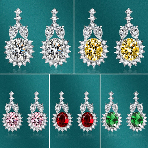 Wholesale studded with zirconium oval tasseled silver earrings JDC-ES-BZ005 Earrings 标志 Wholesale Jewelry JoyasDeChina Joyas De China