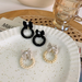 Wholesale suede bow Round Earrings JDC-ES-MS179 Earrings JoyasDeChina Wholesale Jewelry JoyasDeChina Joyas De China