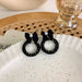 Wholesale suede bow Round Earrings JDC-ES-MS179 Earrings JoyasDeChina B black Wholesale Jewelry JoyasDeChina Joyas De China