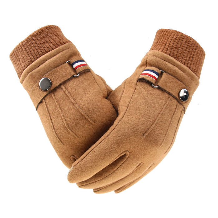 Wholesale suede men's warm gloves JDC-GS-FanP002 Gloves 梵普 brown one size Wholesale Jewelry JoyasDeChina Joyas De China