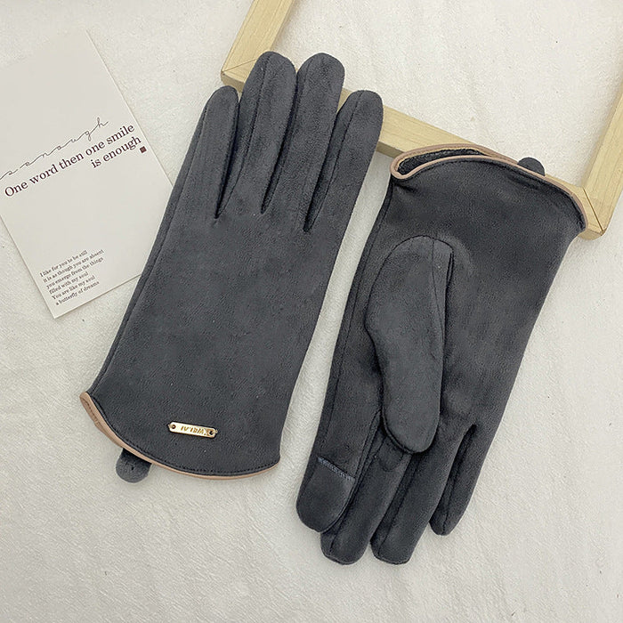 Wholesale suede warm and windproof men's gloves JDC-GS-BX-004 Gloves 伯循 grey one size Wholesale Jewelry JoyasDeChina Joyas De China