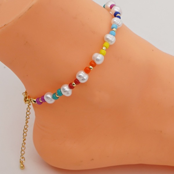 Bulk Jewelry Wholesale summer colored pearl beach foot anklet JDC-gbh266 Wholesale factory from China YIWU China