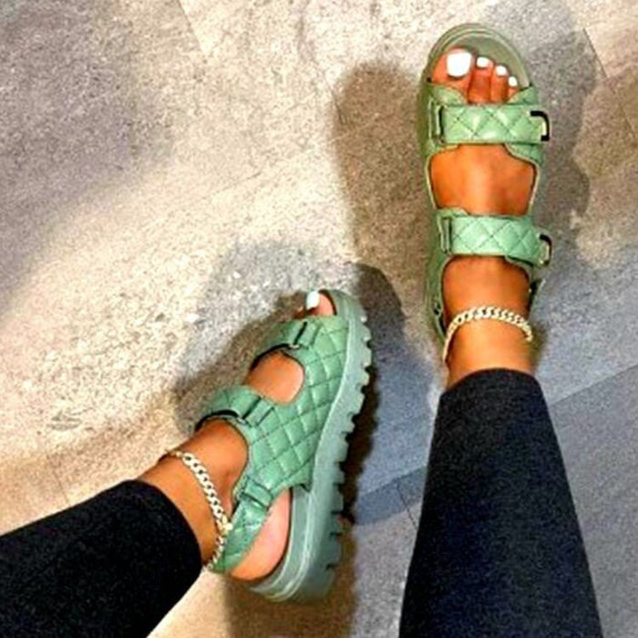 Wholesale Summer Plus Size Platform Faux PU Sandals Slippers JDC-SP-Hongw002 Sandal 鸿玮 green 35 Wholesale Jewelry JoyasDeChina Joyas De China